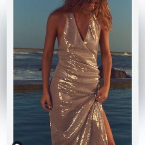 Elegant Sequin Halter Dress